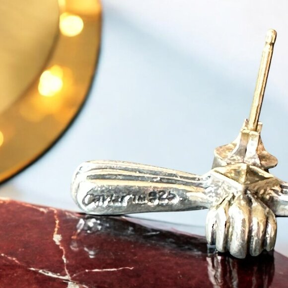 NW Lagos "Caviar" Silver / 18K Gold Earrings - Picture 6 of 8